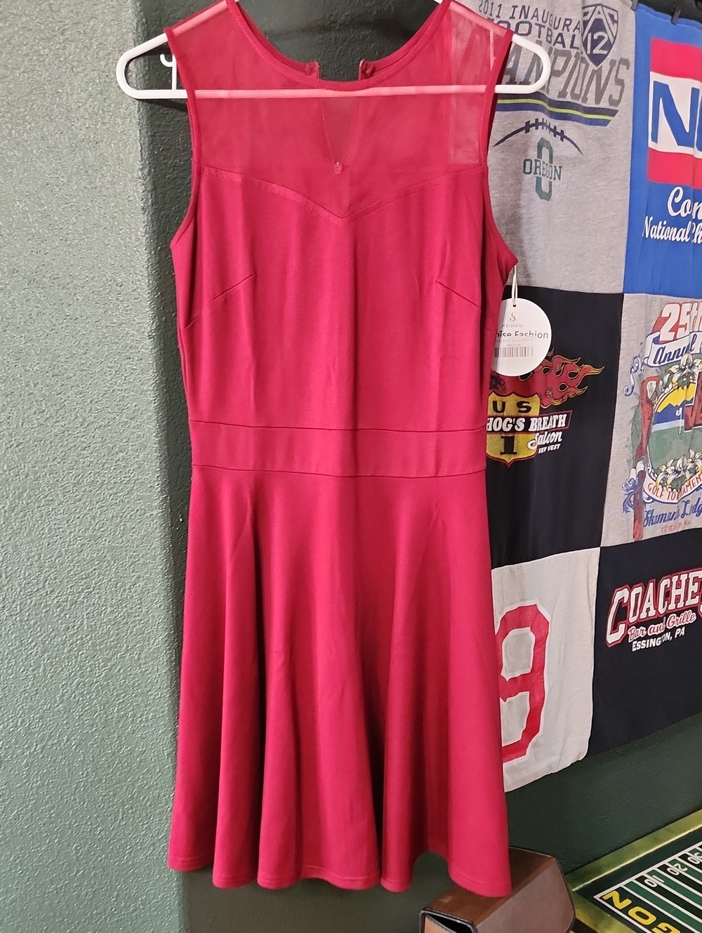 Sleeveless Wine Red Fit-and-Flare Dress